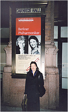 Tasmin outside Carnegie Hall before her concert