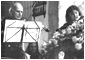 Tasmin with Yehudi Menuhin at David Niven's funeral, 1983